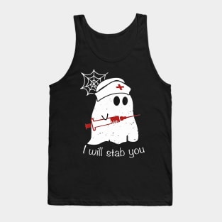 I Will Stab You Ghost Nurse Tshirt Funny Halloween GIft Tank Top